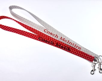 coach lanyard, lanyard, personalized lanyard, teacher lanyards, key lanyard, P.E. lanyard, lanyard with id holder, badge lanyard