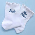 Bride Wedding Reception Outfit Mrs Embroidered Socks For Honeymoon Essential Gift Newly Married Getting Ready Accessory Day Of Ceremony