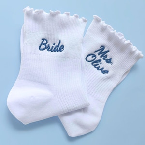 Bride Wedding Reception Outfit Mrs Embroidered Socks For Honeymoon Essential Gift Newly Married Getting Ready Accessory Day Of Ceremony