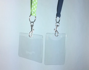 lanyard id holder, plastic id holder for lanyard, badge reel for lanyard, lanyard, id holder, id badge reel, retractable badge holder