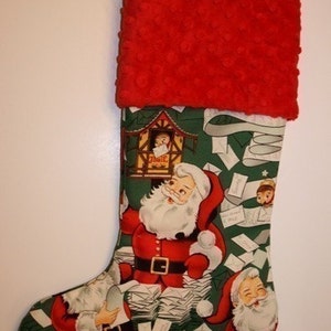 CHRISTMAS STOCKING for Men and Boys Santa on Green Stocking image 4