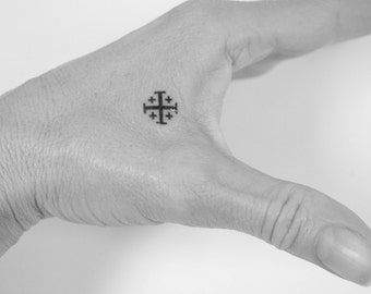 Crusaders Cross, Jerusalem Cross Tattoo, Orthodox Cross, temporary tattoos, camp tattoos, church camp tattoos, cross tattoo