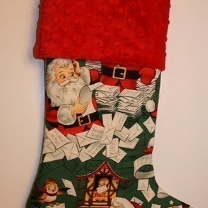 CHRISTMAS STOCKING for Men and Boys Santa on Green Stocking image 3