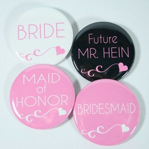 15 Team Bride Bachelorette Buttons, Bridesmaid Buttons in Any Colors image 4