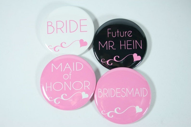 15 Team Bride Bachelorette Buttons, Bridesmaid Buttons in Any Colors image 4