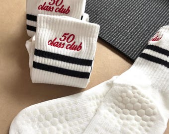 Yoga Studio Merchandise Personalized Embroidered Grip Sock Milestone Marker Gift for Yoga Lover Mom Custom Pilates Workout Gift Ideas Her