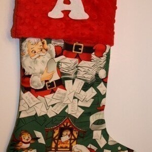 CHRISTMAS STOCKING for Men and Boys Santa on Green Stocking image 5