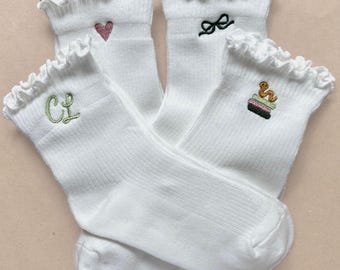 Booklover Gift Women Custom Embroidered Sock With Initial Teen Book Idea Bookworm Thing  Reading Lover Bookish Gift Librarian Booktok Merch