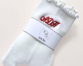College Acceptance Gift Embroidered Sock with Initial Personalized Sock For Teenager Yoga Gift For Mom Mother Day Personalized Sock Monogram