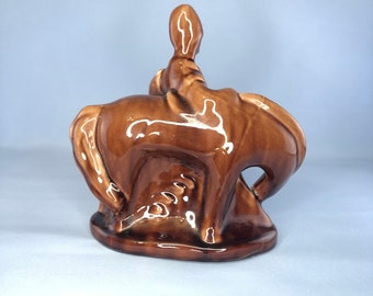 Ukraine soviétique vintage slipware figurine en céramique cosaque à cheval, Poltava Ukraine, statuette d'Oposhnya, URSS produit de majolique à l'ancienne