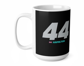 Mercedes F1 ceramic coffee cup - featuring Lewis Hamilton and George Russell