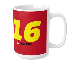 Ferrari F1 ceramic coffee cup - featuring Charles Leclerc and Carlos Sainz