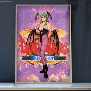 Darkstalkers Poster, Morrigan Aensland Art Print, Capcom Fighting Game, 90s Arcade Wall Decor, Gothic Gamer Gift