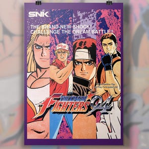 The King of Fighters 94 Poster, SNK Neo Geo Art Print, 90s Arcade Fighting Game, Kyo Kusanagi vs Terry Bogard, FGC Fan Gift