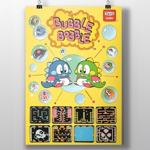 Bubble Bobble Arcade Game Poster – Taito 80s Retro Gaming Wall Art