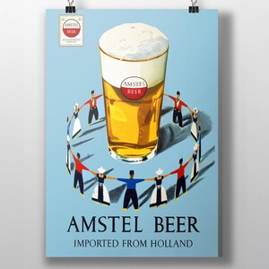Amstel Beer Vintage Poster – Retro Dutch Beer & Holland Ad Art