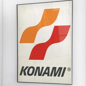 Konami Logo Poster, 80s Retro Gaming Art, Vintage Gamer Print, Metal Gear Contra, Castlevania Wall Decor