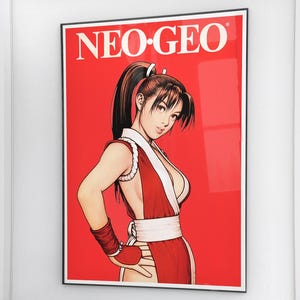 NEO GEO | Mai Shiranui Poster Print | King of Fighters SNK Art | NeoGeo Wall Decor for Man Cave | Fatal Fury Kunoichi | Retro Gamer Fan Gift