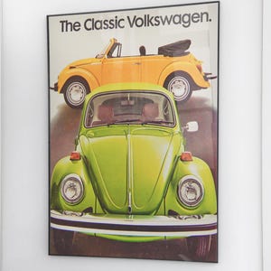 Volkswagen Beetle Vintage Poster – 1970s Classic VW Bug Ad Art