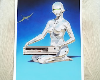 空山基＊sorayama＊sexy\"90s\"ビンテージ大判八つ折りポスター未使用 Vintage 1980s Hajime Sorayama Robot Sexy Pinup Woman 80s