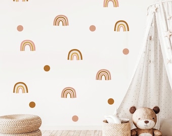 Wandaufkleber in Boho-Farbe| Regenbogenaufkleber | Aufkleber für Babyzimmer, abnehmbare Dekoration |