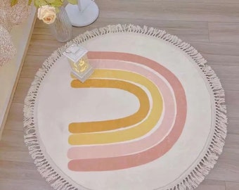 Tapis de pépinière arc-en-ciel | deco chambre des enfants| Tapis rond| Tapis d’activité antidérapant Princesse| Tapis chambre garçon