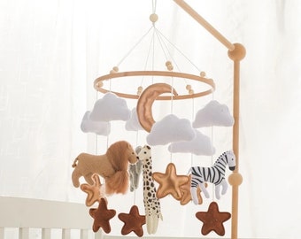 Mobile bébé zoo - Mobile bébé Animaux  - Mobile pour chambre de bébé | décoration chabre enfant | mobile lit garçon/fille