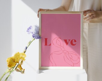 Love Coquette Cute Pink wall Print, Positive Wall Art, Téléchargement d’impression numérique, Impression murale en téléchargement numérique, Décoration murale mignonne, Impression imprimable