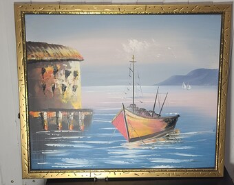 Beautiful Original Ocean/Beach Signed & Framed Oil Painting On Canvas 22x26