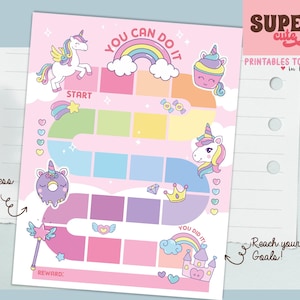 Unicorn Rainbow Reward Chart for Kids, Cute Unicorn Sticker Chart, Potty Training Chart for Girls, Girls Potty Chart, Kids Reward Chart,