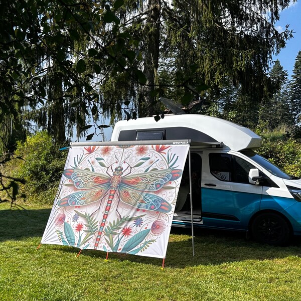 VANDALA Dragonfly Markisensegel B250xH200 cm Sonnenschutz Windschutz Sichtschutz Sonnentuch Schattentuch Kedertuch Libelle T5 T6 Nugget