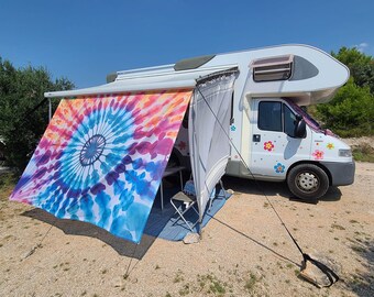 VANDALA Hippie Markisensegel B250xH200 cm Sonnenschutz Windschutz Sichtschutz Sonnentuch Schattentuch Kedertuch Batik T5 T6 Nugget Campster