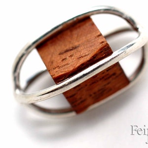 Silver Necklace with Floating Wood Cube Sterling Silver 18 Inch Chain Free US Shipping image 2