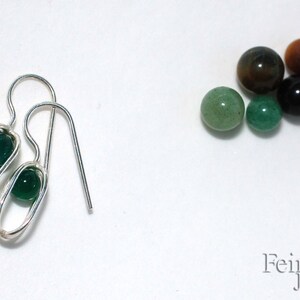 Gravity Collection: Sterling Silver Earrings with Floating Green Onyx Free Domestic Shipping image 4