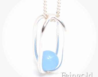 Sky Blue in Sterling Silver Pendant - March Birthstone - Sterling Silver 18 Inch Chain- Free US Shipping