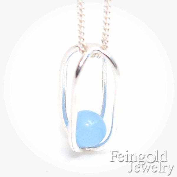 Sky Blue in Sterling Silver Pendant - March Birthstone - Sterling Silver 18 Inch Chain- Free US Shipping