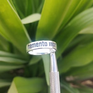 Memento Mori Ring, Latin Quote Ring, Remember You die, Sterling Silver Ring, Death Sign Band