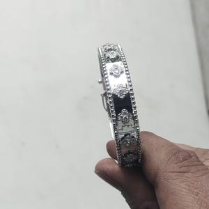 Moissanit Sterling Silber Armreif Armband: Blumen Design