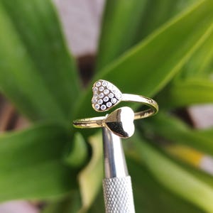 Heart Shape Gold Plated Sterling Silver Ring | Romantic Promise Ring | Dainty Gold Heart Ring for Women | Heart Gold Ring | Gold Plated Ring
