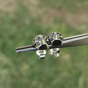 Skull Shape Studded Silver Earrings | Gothic Punk Rock Jewelry | Sterling Silver Skull Earrings | Halloween Gift for Him Her