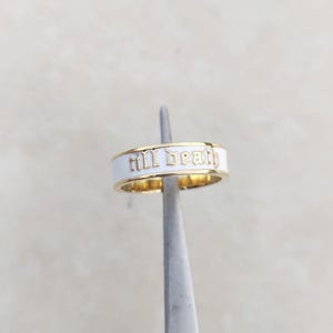 Till Death Sterling Silver Ring,  Enameled Till Death Ring, Gold Plated Till Death Ring, White Enameled Ring