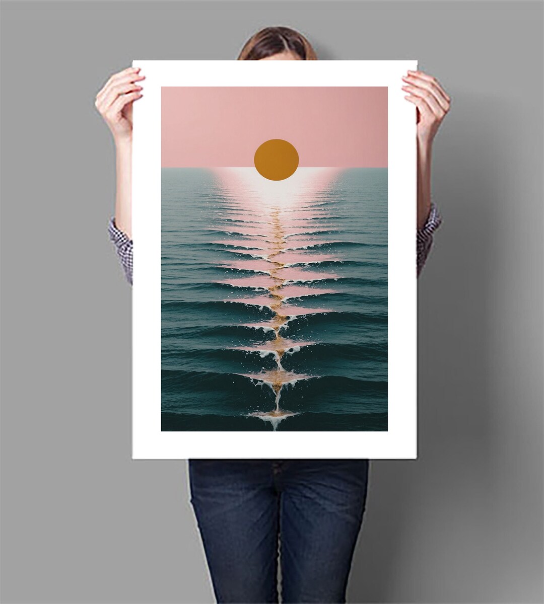 Setting Sun Pink Blue Orange 01 Digital Download Poster A1 A5 300dpi - Etsy