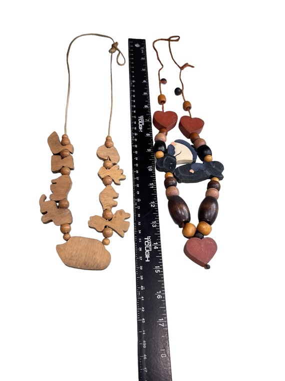 Vintage primitive wooden beads Necklaces - lot of… - image 5