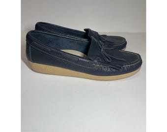 SAS Leather Tassel Loafers Navy Comfort Moccasin Casual Women's Size 10.5 m