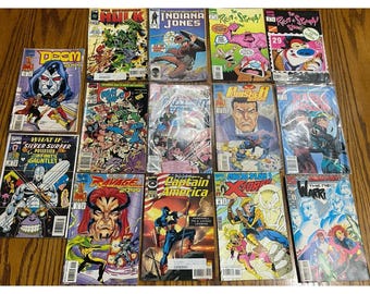 Vintage Marvel Comics Lot Of 14 Hulk Ren & Stimpy Doom X-force Double Dragon