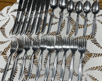 Vintage MWCO Montgomery Ward Grape Stainless Steel Flatware Lot 23 Pieces