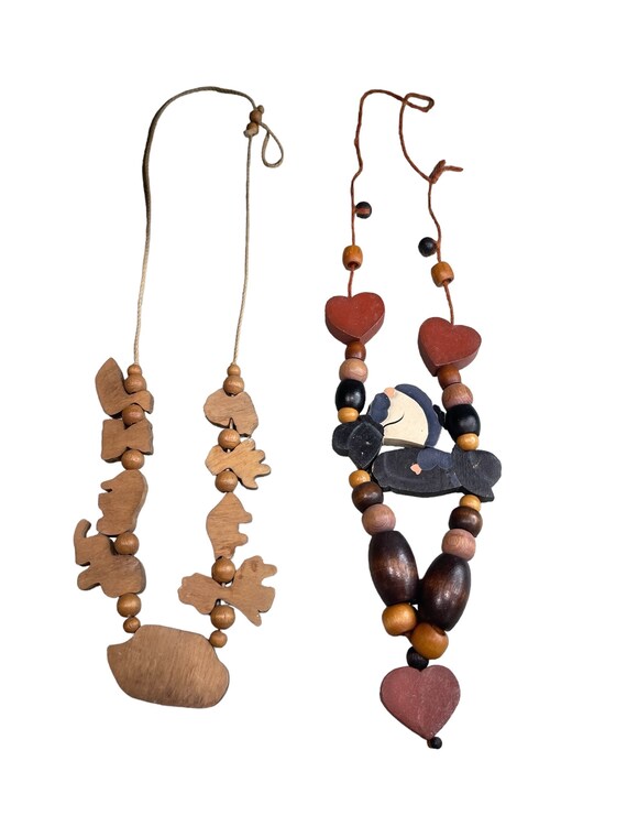 Vintage primitive wooden beads Necklaces - lot of… - image 6