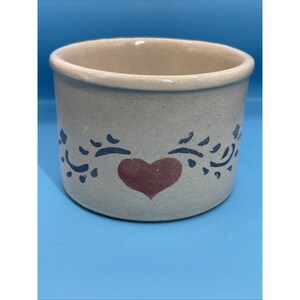 Robinson Ransbottom Roseville Ohio Pottery Crock pink Heart Cottage Core Decor