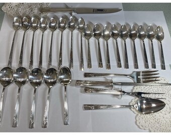 Vtg Nobility Plate Caprice Flatware Silver Plate Silverware 27 Pieces Serving