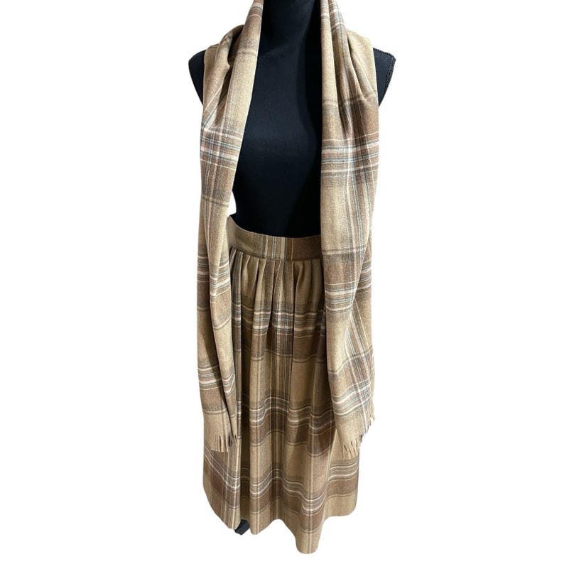 Vintage Pendleton Virgin Wool Plaid Long Skirt Matching Scarf USA Set Medium image 2